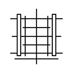 Abstract grid structure with vertical bars on the sides