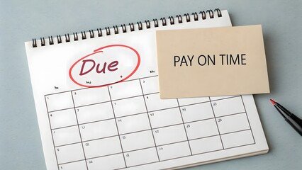 A calendar page marked Due with a reminder for payment