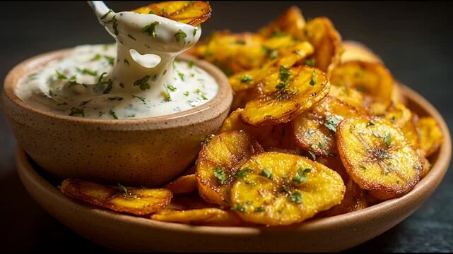 Crispy Plantain Chips With Aioli
