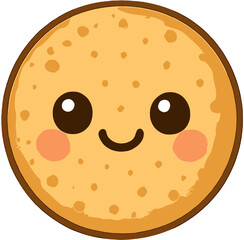 Cute Kawaii Round Plain Cookie Face Mascot Illustration