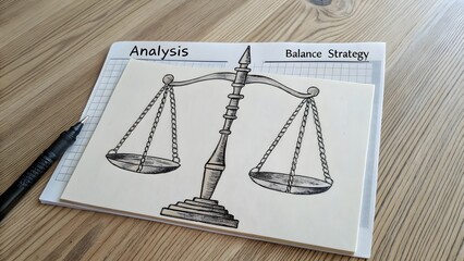 A hand drawn scale of balance in analysis concept