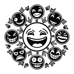 Circle of Emotions Faces Illustration