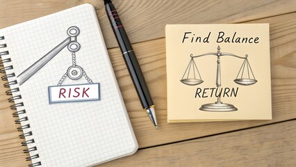 Flat Lay of a Pen and Notebook Detailing Risk and Return