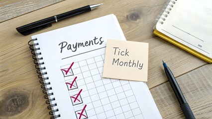 Checklist Notebook with Payments Plan and Monthly Tick