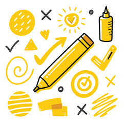 Creative Doodle Art with Yellow Marker Elements