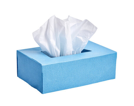 Light-blue tissue box with white tissues (1)
