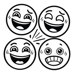 four emoticons with different expressions