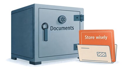 A secure safe holding documents and important information