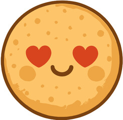 Cute Kawaii In Love Plain Cookie Emoticon with Heart Eyes