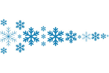 Delicate blue snowflakes scattered across a clean white background, evoking winter's beauty and chill.