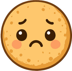 Cute Kawaii Sad or Disappointed Plain Cookie Emoticon