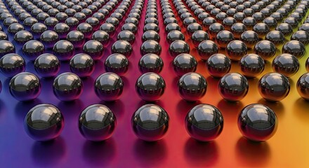 Thousands of Reflective Spheres Arranged in Rows Creating a Dazzling Array of Colors