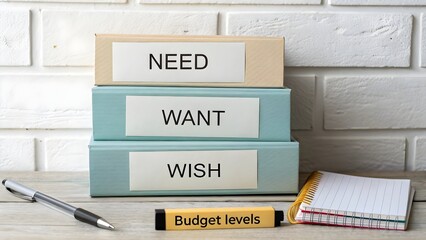 Three Labeled Folders Representing Financial Budget Concepts