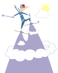 Skiing in the high mountain illustration	