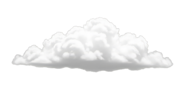 Fluffy white cumulus cloud isolated on black background