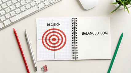 A notebook with decision-making target and balanced goals