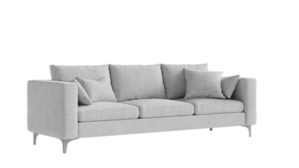 White sofa on an isolated background. Furniture for collages, graphics designs, and presentations.