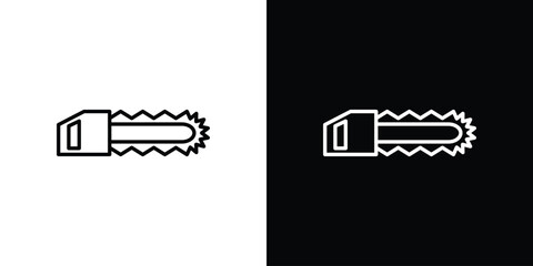 Chainsaw icons. Editable Stroke. logotype design concept