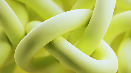 Abstract interwoven tubular forms in soft green hues image