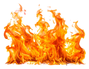 Intense, vibrant flames dance, casting a warm glow with subtle sparks