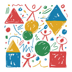 Colorful Abstract Geometric Shapes and Figures Drawing