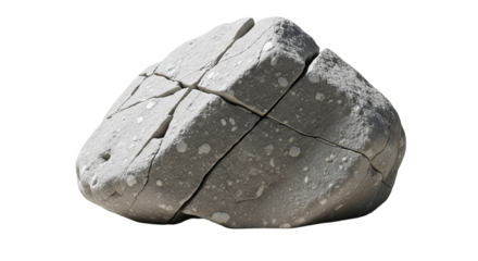 Cracked gray stone isolated on black background