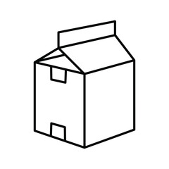 Closed cardboard box with gable top, line art illustration