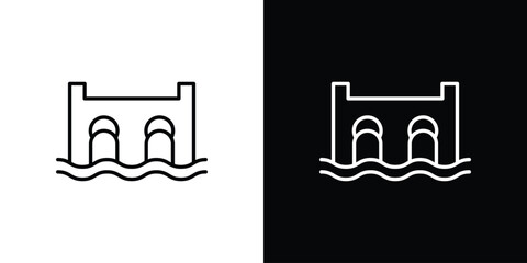 Dam icons. Editable Stroke. logotype design concept