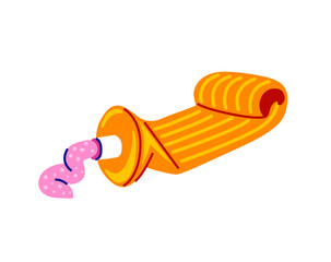 Used toothpaste tube squeezed out. Trendy colorful hand drawn vector isolated illustration.