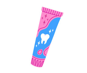 Toothpaste tube. Dental care routine. Oral hygiene. Hand drawn vector isolated illustraiton.
