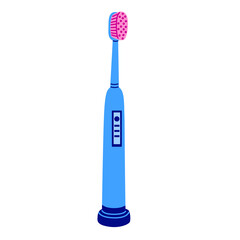 Modern electric toothbrush. Oral hygiene morning routine. Daily dental care concept. Hand drawn vector isolated illustration.