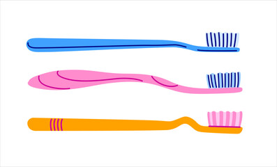 Toothbrushes. Oral hygiene tool. Dental care. Vector isolated illustration.