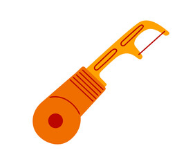 Dental floss tool for interdental cleaning. Daily oral care routine. Hand drawn vector illustration.
