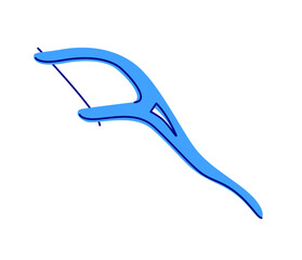 String of dental floss tool for interdental cleaning. Daily oral care routine. Hand drawn vector illustration.