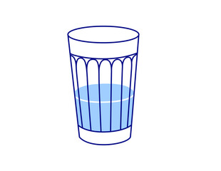 Glass of water. Minimalist contour drawing. Trendy line art vector hand drawn illustration.