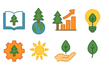 Sustainability, environmental flat icon set. Eco-friendly symbols and green icons