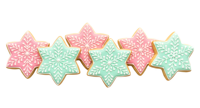 Snowflake Star Cookies, isolated on transparent background - Powered by Adobe