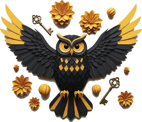 Obraz premium Cute cartoon brown owl sitting on a tree branch on a white background vector illustration