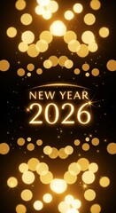 Golden New Year 2026 Celebration with Bokeh Lights and Festive Sparkle.