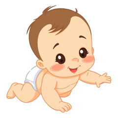 Cute Cartoon Baby Crawling Illustration