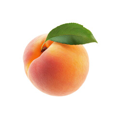 Peach with leaf isolated on Transparent Background