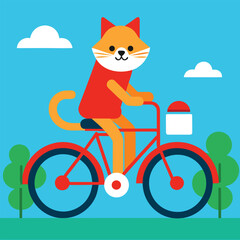 Cute Cat Riding a Bicycle