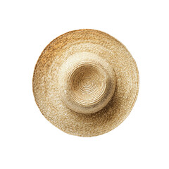 Straw hat isolated on Transparent Background overhead view