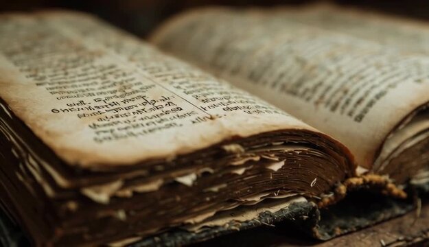 Antique Book Pages, Old Manuscript, Vintage Literature, Ancient Text