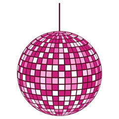 Shiny Pink Tiled Disco Ball Suspended with String for Nightclub