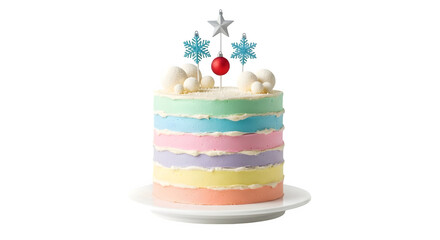 Colorful Layered Celebration Cake, isolated on transparent background