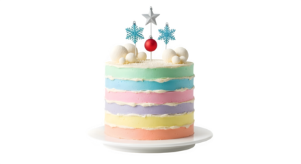 Colorful Layered Celebration Cake, isolated on transparent background