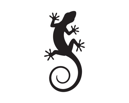 Lizard silhouette illustration, Reptile animal icon, Gecko shape graphic vector.