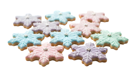 Pastel Snowflake Sugar Cookies, isolated on transparent background