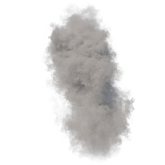 Dense smoke rising up isolated transparent background 3d rendering PNG 16 bit
